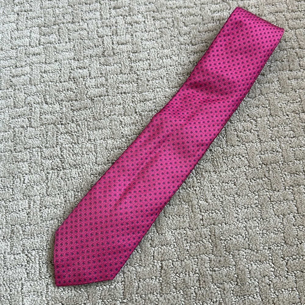 MENS THOMAS PINK TIE 100% SILK WOVEN IN ENGLAND